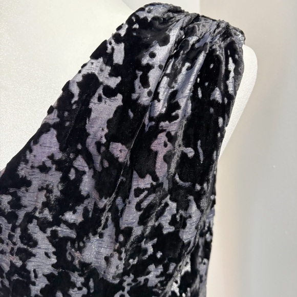 Maje Douce Silk Blend Velvet Shimmer One Shoulder Velvet Burnout Dress Small - Picture 11 of 16